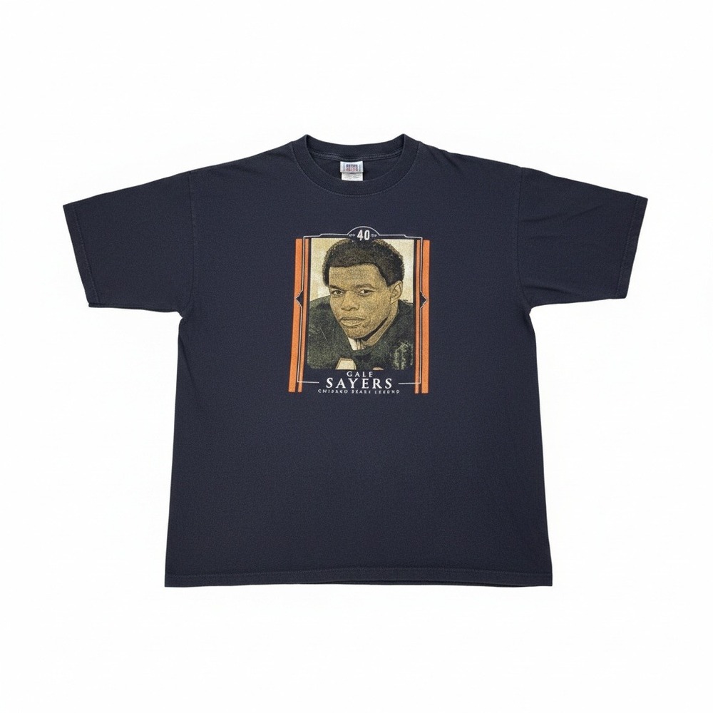 Vintage Gale Sayers Chicago Bears T-Shirt NFL Legends Navy Blue‎ Mens Large L